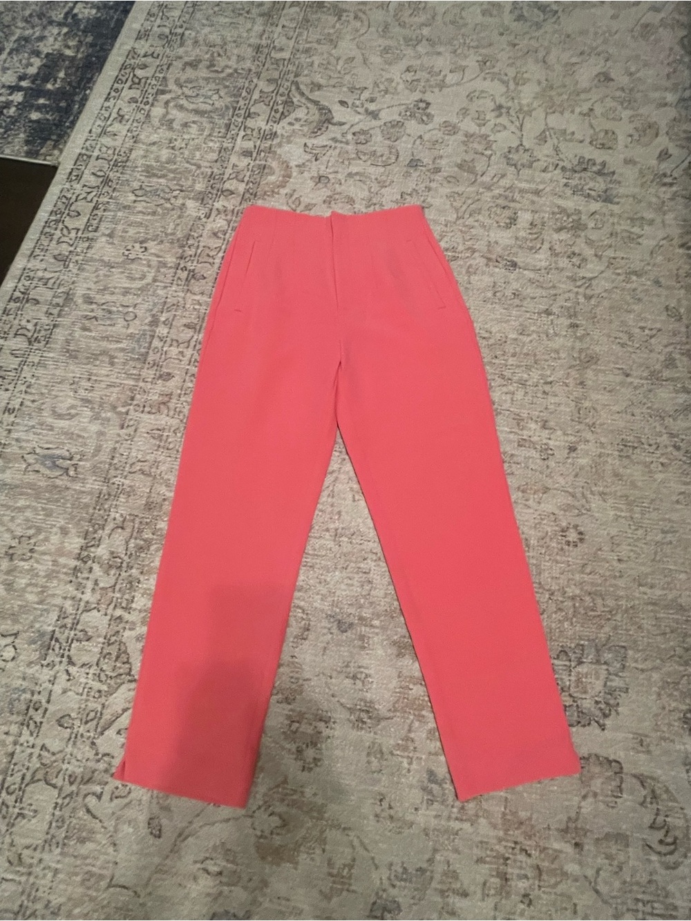 stradivarius Coral Straight-Leg High-Waist Trousers